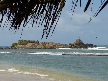 Beautiful Moragalla, Beruwala Beach with the long reef and small Islands