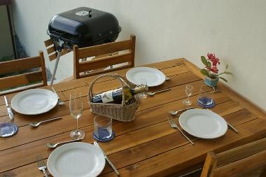 Terrace 2 with eating table, BBQ, little garden
