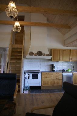 The stove for wood is connected for floor heating.