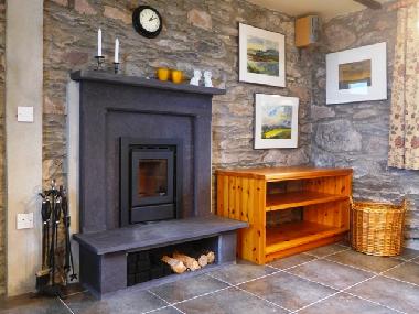 Fireplace in the dining area