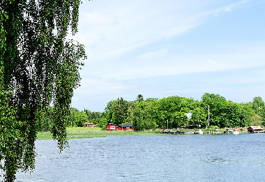 Cottage seen from ocean