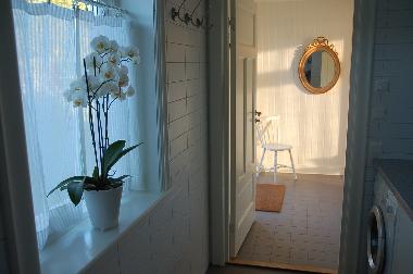 Hallway seen from the bathroom