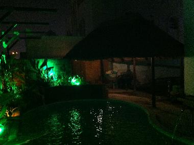 Back garden pool evening