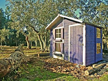 A wooden Wendy house for your children in the cottage grounds
