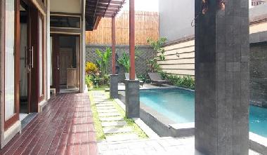 Private pool with bedrooms to the left