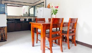 Dining table and kitchen