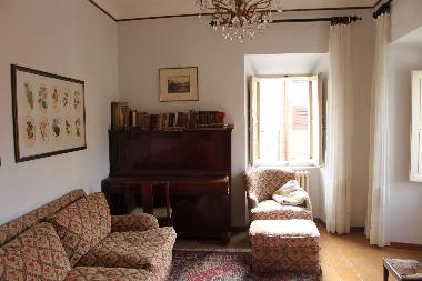 Living room with piano