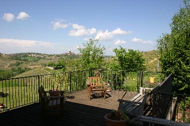 The bak garden terrasse with a view of the medieval town of Cisterna