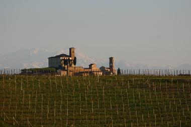 The Castle of Cisterna seen from the top of a hill a few yards from Ca Momplin