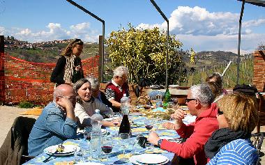 The BBQ area being used asit was built for: having parties