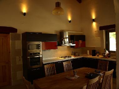 the table, the center of every kitchen is made up of solid wood and takes up 2 sqm of the room linin