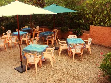 common garden with barbecue