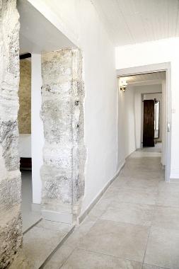 Corridor on first floor given impression of the old stonewalls combined with the very strict Scandin