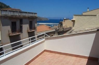 Terrace overlooking the sea and the old town