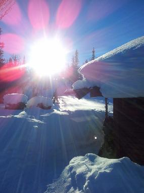 cabin in winter time