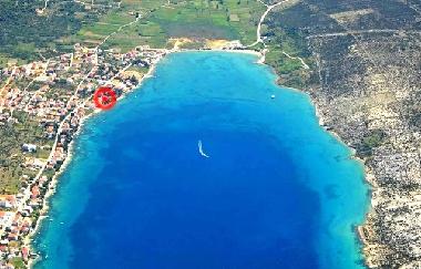 laguna of Stara Novalja with location of apartments