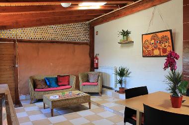 view of straw bale house interior with free wifi