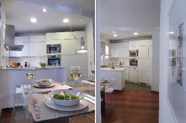 Kitchen view from dining room and hallway