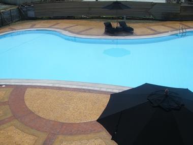 Large Pool with patio furniture