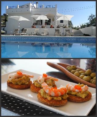 Pool area and homemade tapas