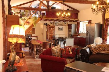 open-plan kitchen/living/dining, double doors to garden