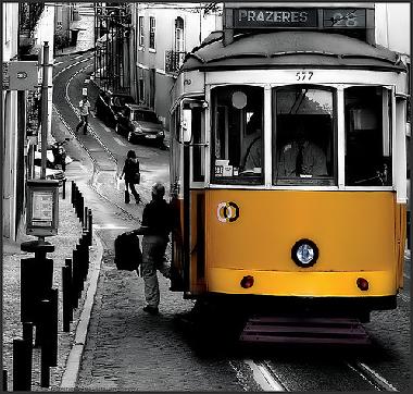 the famous electric train 28 stops close to the house