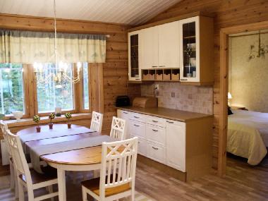 On the other side of the kitchen there is plenty of room for dishes