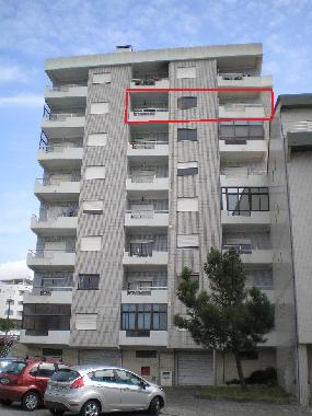 Building, apartment marked in red