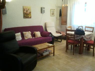 Living room with extendable couch