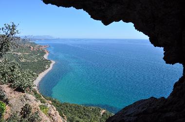 Local trekking trail Sa Perda Stampada, view of Ogliastra coast