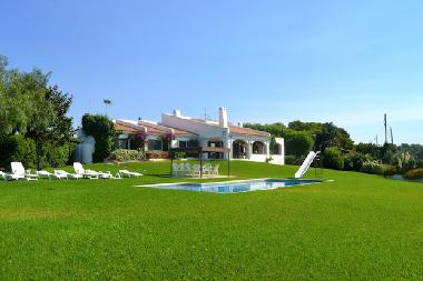 swimming pool with sun beds