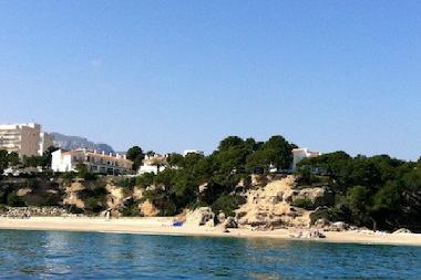 the residency and the beach seen from the sea