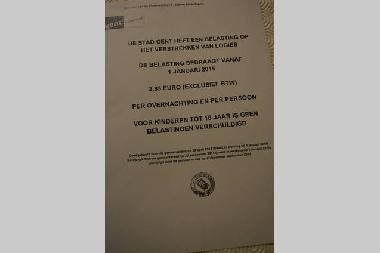 Attest provided by the tax office of Gent on tourist tax requirement (the tourist tax is excluded in