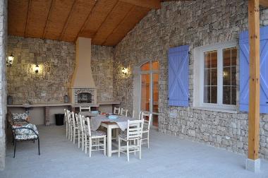 BBQ area with a dining table