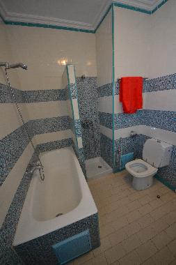 bathroom with bathtub and shower