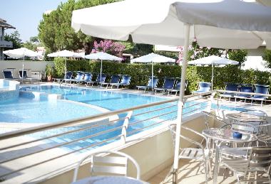 terrace overlooking pool