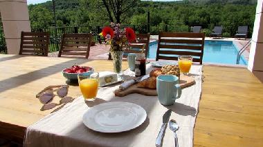 Breakfast at the poolside - Holiday house Villa Tijara, Croatia