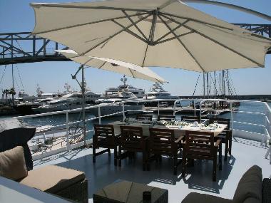Frontdeck with wide views over the marina