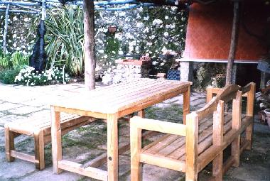 GARDEN - TABLE UNDER LEMON PERGOLA AND BARBECUE