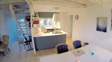 kitchen and staircase